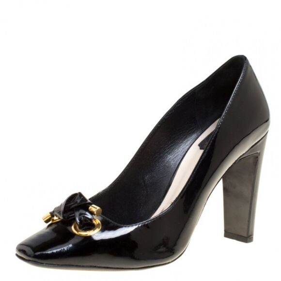 CHRISTIAN DIOR PATENT LEATHER BABY DOLL UNIFORMED SQUARE TOE PUMPS - Picture 1 of 15